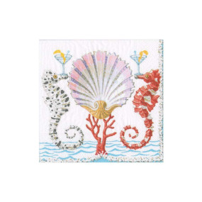 Guardanapos Cocktail Seahorses and Shell